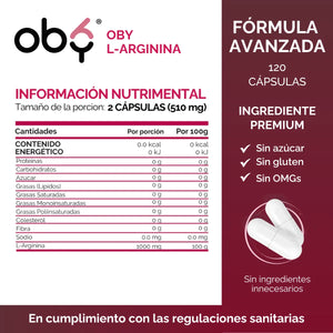L-Arginina 120 cápsulas oby.mx