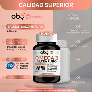 *Omega 3 Aceite Puro de Salmón Salvaje (60 cápsulas) oby.mx