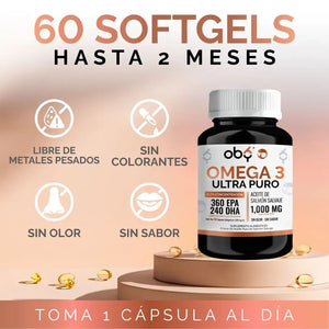 *Omega 3 Aceite Puro de Salmón Salvaje (60 cápsulas) oby.mx