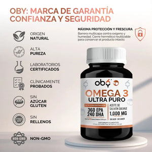 *Omega 3 Aceite Puro de Salmón Salvaje (60 cápsulas) oby.mx