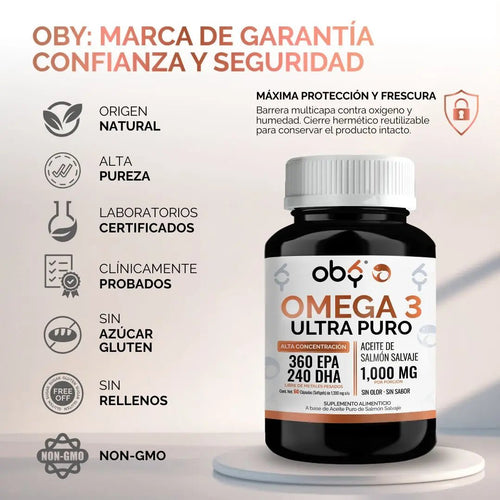 *Omega 3 Aceite Puro de Salmón Salvaje (60 cápsulas) oby.mx