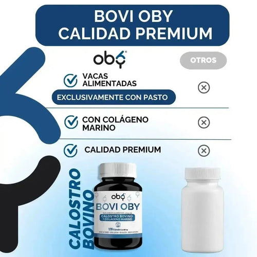 OBY Calostro Bovino | Suplemento Alimenticio con Colágeno Marino | 120 Cápsulas $̶8̶7̶9̶.̶0̶0̶ oby.mx