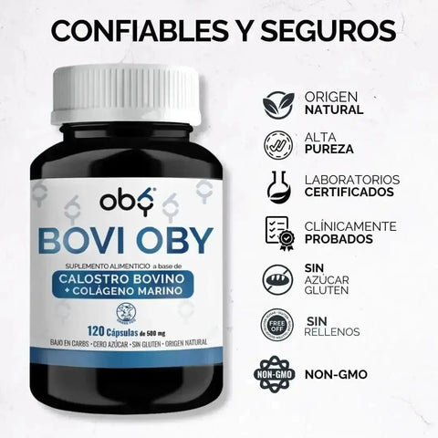 OBY Calostro Bovino | Suplemento Alimenticio con Colágeno Marino | 120 Cápsulas $̶8̶7̶9̶.̶0̶0̶ oby.mx