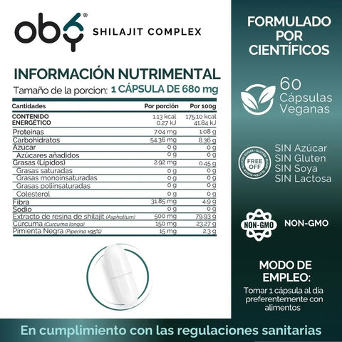 Shilajit Complex Ultra Puro Del Himalaya | 60 Cápsulas oby.mx
