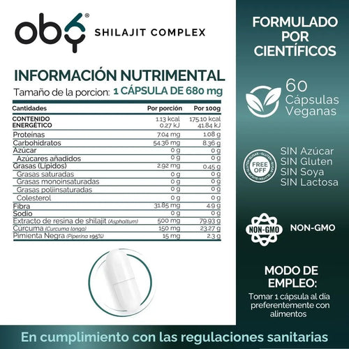 Shilajit Complex Ultra Puro Del Himalaya | 60 Cápsulas oby.mx