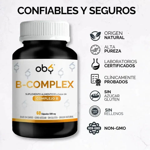 OBY B Complex | Complejo B completo | 60 cápsulas oby.mx