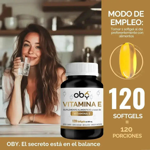 OBY Vitamina E |  Vitaminas para mujer y hombre | 120 Softgels oby.mx