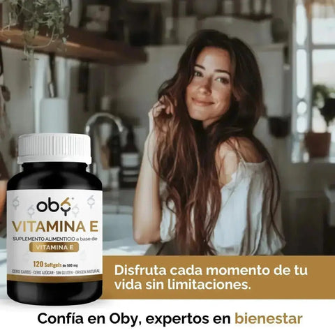 OBY Vitamina E |  Vitaminas para mujer y hombre | 120 Softgels oby.mx