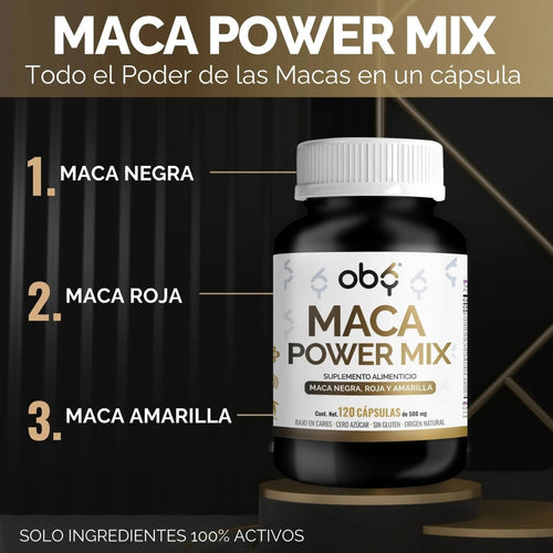 OBY Maca Negra, Maca Roja y Maca Amarilla | 120 Cápsulas $̶4̶9̶9̶.̶0̶0̶ oby.mx