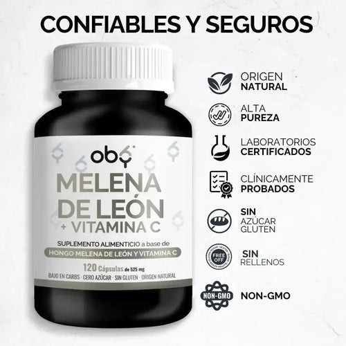 OBY Melena de Leon con Vitamina C | 120 Cápsulas $̶4̶9̶9̶.̶0̶0̶ oby.mx