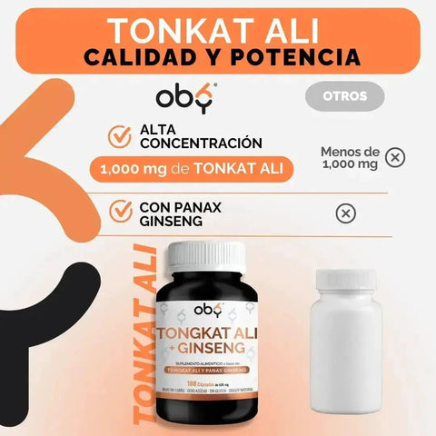 OBY Tongkat Ali + Ginseng | 180 Cápsulas $̶5̶9̶9̶.̶0̶0̶ oby.mx
