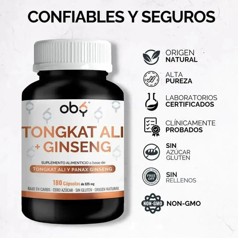 OBY Tongkat Ali + Ginseng | 180 Cápsulas $̶5̶9̶9̶.̶0̶0̶ oby.mx