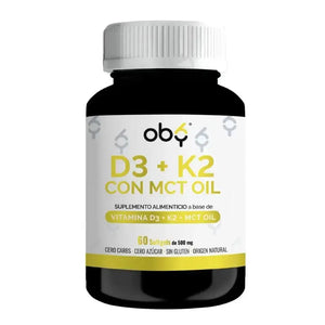 *Vitamina D3 + K2 con MCT Oil (60 cápsulas) oby.mx