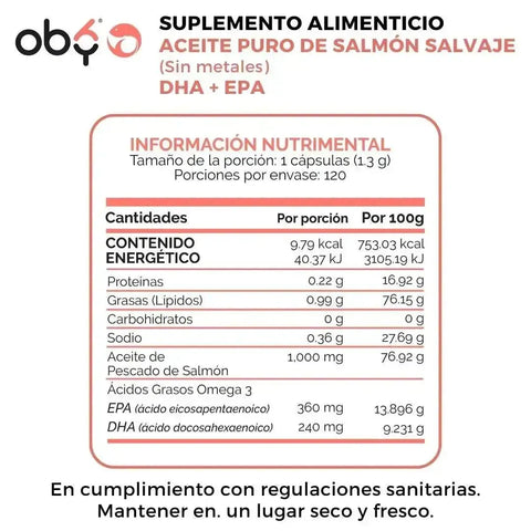 OBY Omega 3: Aceite Puro de Salmón Salvaje oby.mx