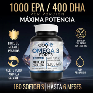 Omega 3 Forte 2000 mg Anchoa Salvaje 180 cápsulas oby.mx