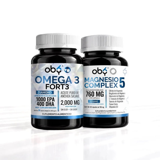 Pack: Magnesio Complex 60 cápsulas  + Omega 3 Diamond 60 Softgels Fast Bundle