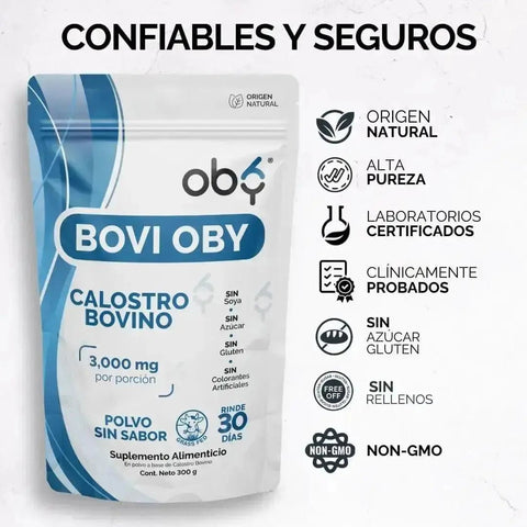 OBY Calostro Bovino Premium Grass-Fed en Polvo | 3000 mg de Calostro y 600mg inmunoglobulinas $̶1̶,̶1̶9̶9̶.̶0̶0̶ oby.mx