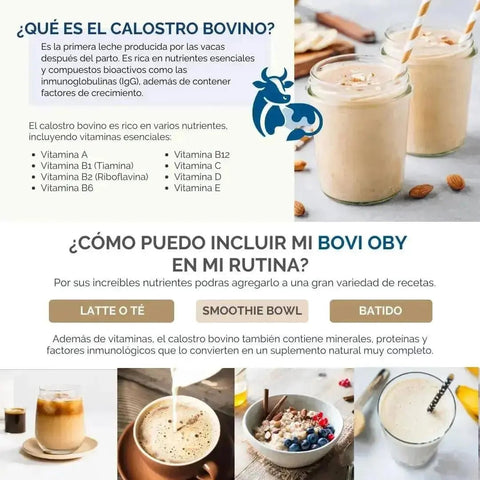 OBY Calostro Bovino Premium Grass-Fed en Polvo | 3000 mg de Calostro y 600mg inmunoglobulinas $̶1̶,̶1̶9̶9̶.̶0̶0̶ oby.mx