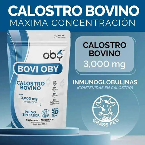 OBY Calostro Bovino Premium Grass-Fed en Polvo | 3000 mg de Calostro y 600mg inmunoglobulinas $̶1̶,̶1̶9̶9̶.̶0̶0̶ oby.mx