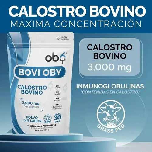 OBY Calostro Bovino Premium Grass-Fed en Polvo | 3000 mg de Calostro y 600mg inmunoglobulinas $̶1̶,̶1̶9̶9̶.̶0̶0̶ oby.mx