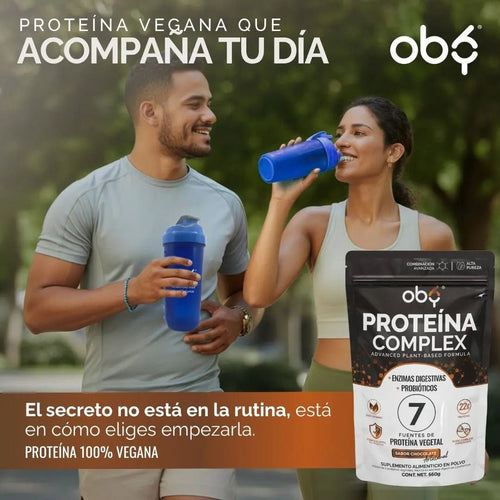 Proteina Complex Chocolate Artesanal | 7 Fuentes vegetales + Probioticos + Enzimas | Alta Absorción y Digestión Ligera Sin Lácteos | Polvo Vegana oby.mx