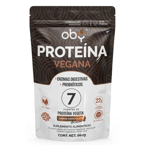 Proteina Complex Chocolate Artesanal | 7 Fuentes vegetales + Probioticos + Enzimas | Alta Absorción y Digestión Ligera Sin Lácteos | Polvo Vegana oby.mx
