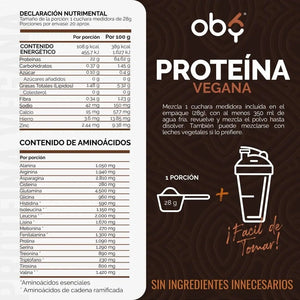 Proteina Complex Chocolate Artesanal | 7 Fuentes vegetales + Probioticos + Enzimas | Alta Absorción y Digestión Ligera Sin Lácteos | Polvo Vegana oby.mx