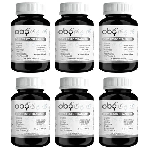 Pack de 6 frascos: OBY Mens Testo Titanium | Vitaminas Hombre, Aminoácidos y Minerales Fast Bundle
