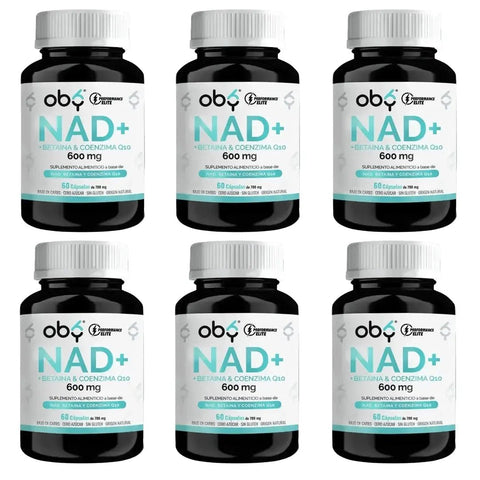 Pack de 6 Frascos: Oby NAD+ | NAD Potenciado con betaina y coenzima Q10 | NR Nicotinamida Ribosa | 30 cápsulas Fast Bundle