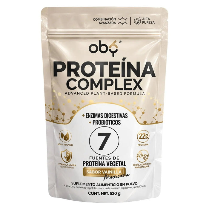 Proteína Vegana con Probióticos Sabor Vainilla 520g oby.mx