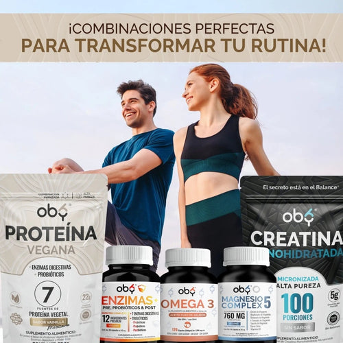 Proteina Complex Vainilla Mexicana | 7 Fuentes vegetales + Probioticos + Enzimas | Alta Absorción y Digestión Ligera Sin Lácteos | Polvo Vegana oby.mx