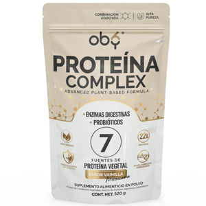 Proteina Complex Vainilla Mexicana | 7 Fuentes vegetales + Probioticos + Enzimas | Alta Absorción y Digestión Ligera Sin Lácteos | Polvo Vegana oby.mx