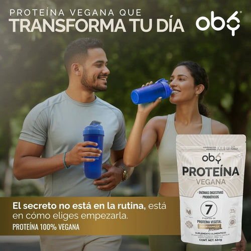 Proteina Complex Vainilla Mexicana | 7 Fuentes vegetales + Probioticos + Enzimas | Alta Absorción y Digestión Ligera Sin Lácteos | Polvo Vegana oby.mx