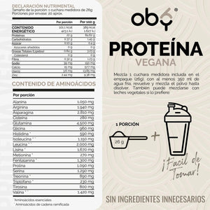 Proteina Complex Vainilla Mexicana | 7 Fuentes vegetales + Probioticos + Enzimas | Alta Absorción y Digestión Ligera Sin Lácteos | Polvo Vegana oby.mx