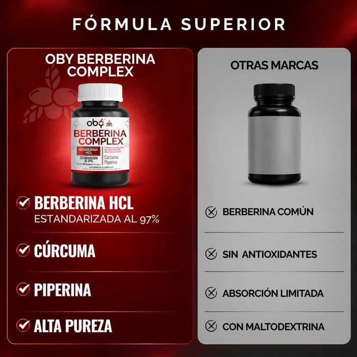 OBY Berberina Pura con Cúrcuma y Pimienta Negra | 120 cápsulas oby.mx