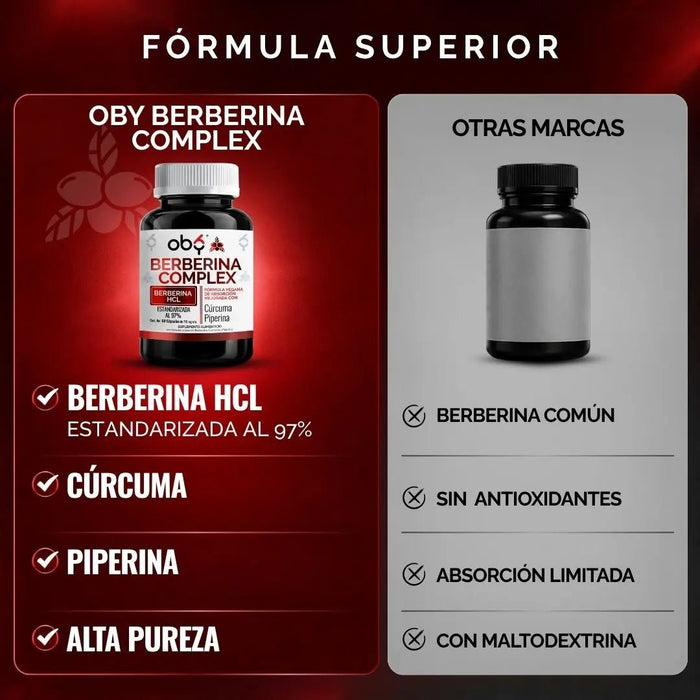 Berberina con Cúrcuma y Piperina 60 cápsulas oby.mx