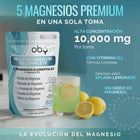 Magnesio Complex 5 Polvo | 5 Magnesios + Vitamina D3 |Sabor Lemonade | 600g oby.mx