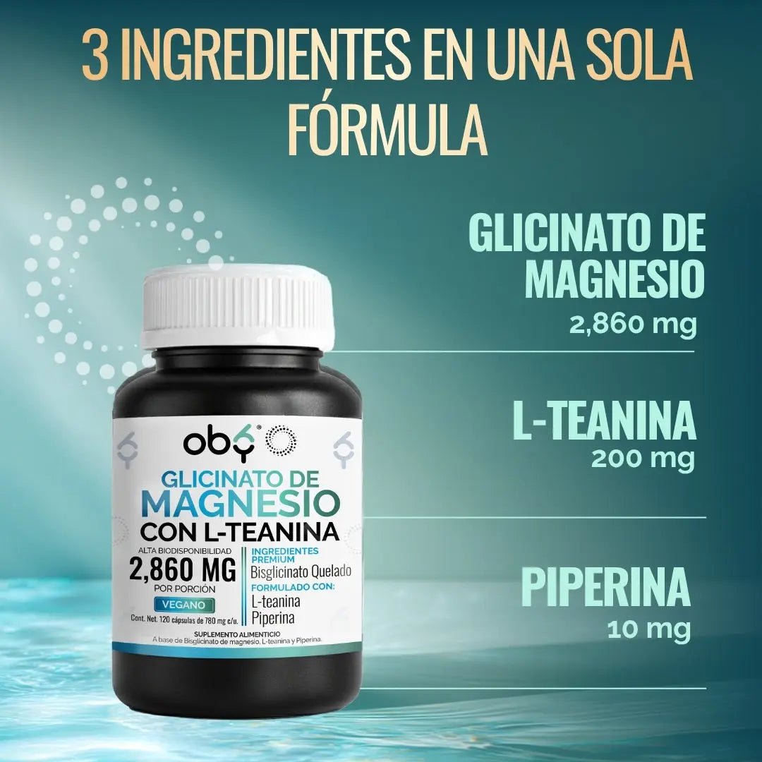 Glicinato de Magnesio con L-Teanina 120 cápsulas oby.mx