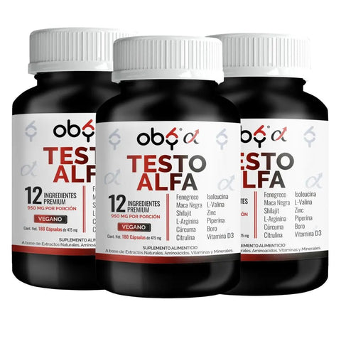 Pack de 3 frascos: Oby Testo Alfa | 180 cápsulas Fast Bundle