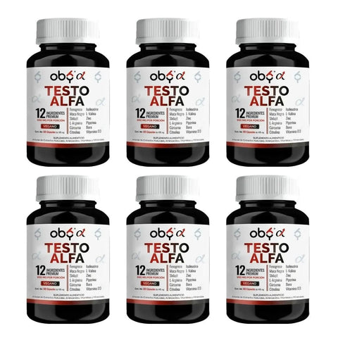 Pack de 6 frascos: Oby Testo Alfa | 60 cápsulas Fast Bundle
