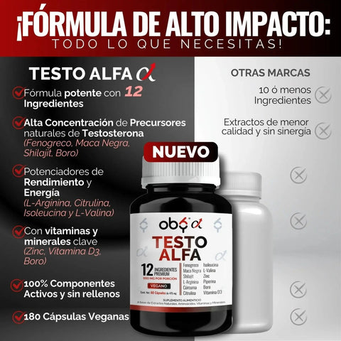OBY Testo Alfa | Vitaminas hombre con 12 ingredientes oby.mx
