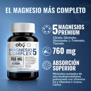 Magnesio Complex 5 OBY | 5 Tipos de Magnesios Premium | Alta Biodisponibilidad | 60 Cápsulas oby.mx