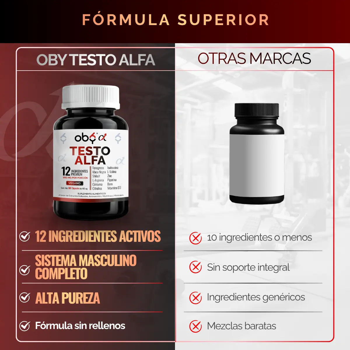 Multivitamínico Hombre 12 ingredientes 60 cápsulas oby.mx