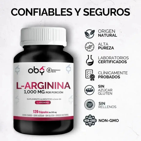 OBY L-Arginina de Alta Pureza | 120 Cápsulas oby.mx