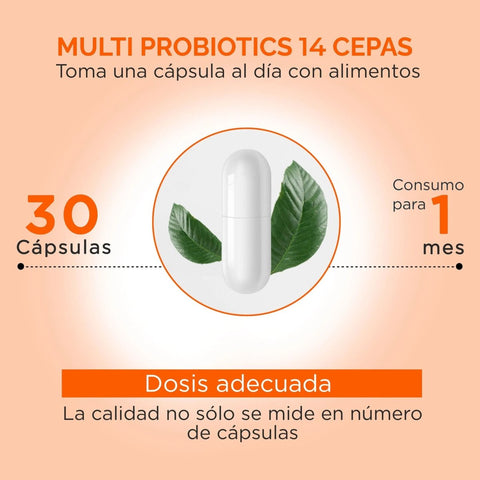 OBY Multi Probioticos 70 Billones de 14 Cepas + Prebioticos Inulina de Agave + Sabila | 30 cápsulas oby.mx