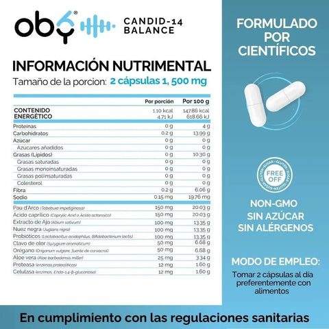 Candida Cleanse 14 Días | Fórmula Avanzada 10 en 1 | 28 Cápsulas | OBY oby.mx