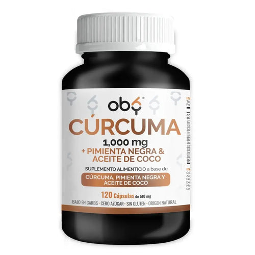 OBY Curcuma 1000 mg | Con Pimienta Negra y Aceite de Coco | 120 Cápsulas oby.mx