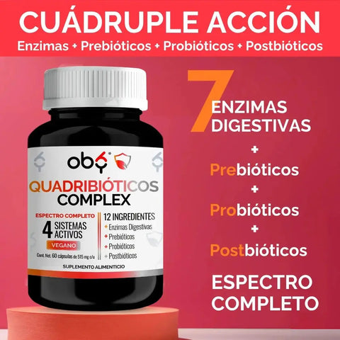 *Enzimas Digestivas con Prebióticos, Probióticos y Postbióticos (60 cápsulas) oby.mx