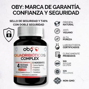 *Enzimas Digestivas con Prebióticos, Probióticos y Postbióticos (60 cápsulas) oby.mx