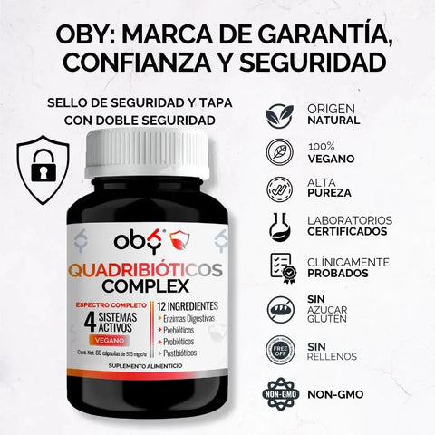 *Enzimas Digestivas con Prebióticos, Probióticos y Postbióticos (60 cápsulas) oby.mx
